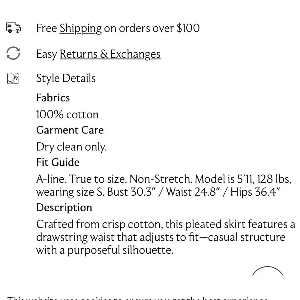 Panier Drawstring Waist Pleated Skirt - Picture 2 of 7